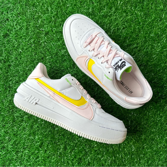 ✨New Nike Air Force 1 AF1 PLT.AF.ORM White / Pearl Pink - Opti Yellow - Picture 3 of 8